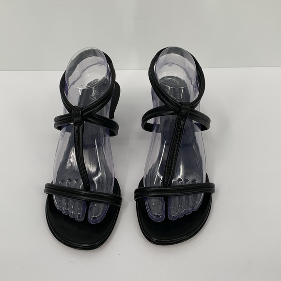 Donald J Pliner Vinod strappy minimalist sandal shoe black heel ankle strap 9 - Picture 3 of 6